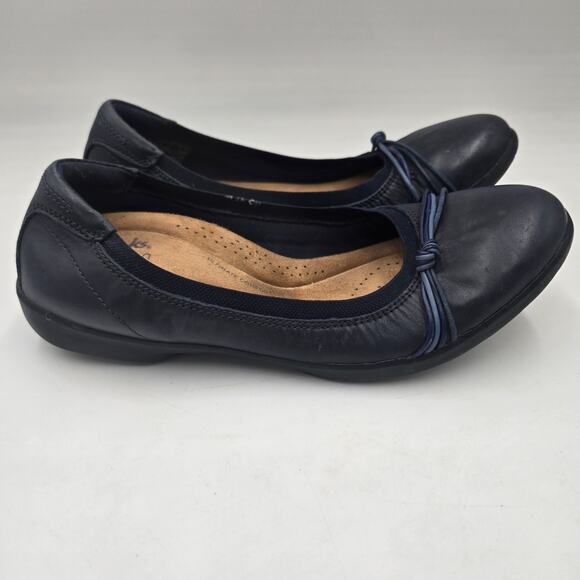 Clarks Collection Meadow Rae Blue Leather Ballet Flats Women's sz 9 M - Picture 1 of 6